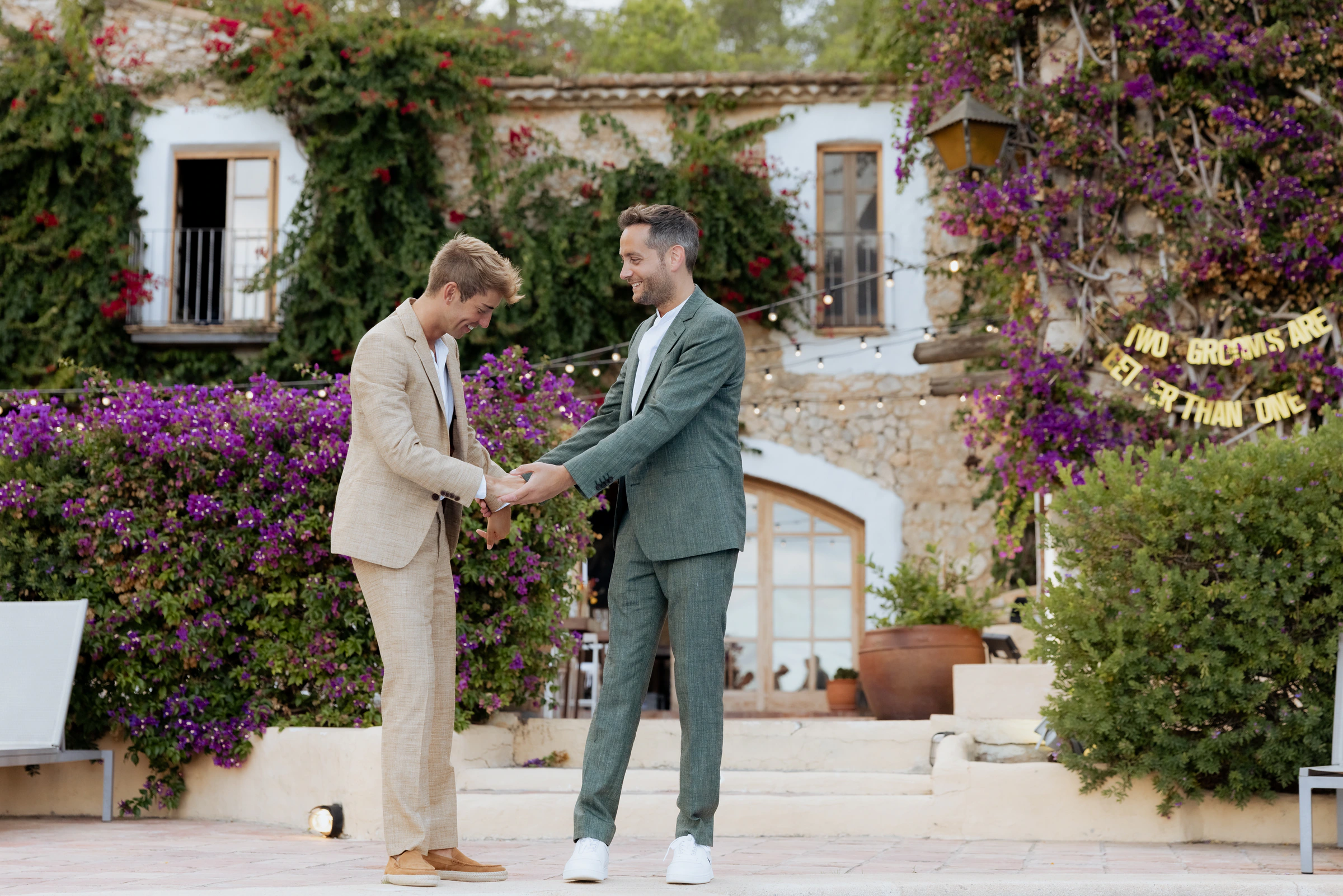 Anthony and Robin celebrating together in Sitges