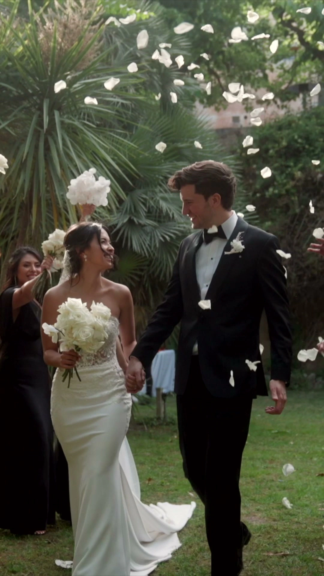 Auston and Lyanne during their outdoor ceremony in Sitges