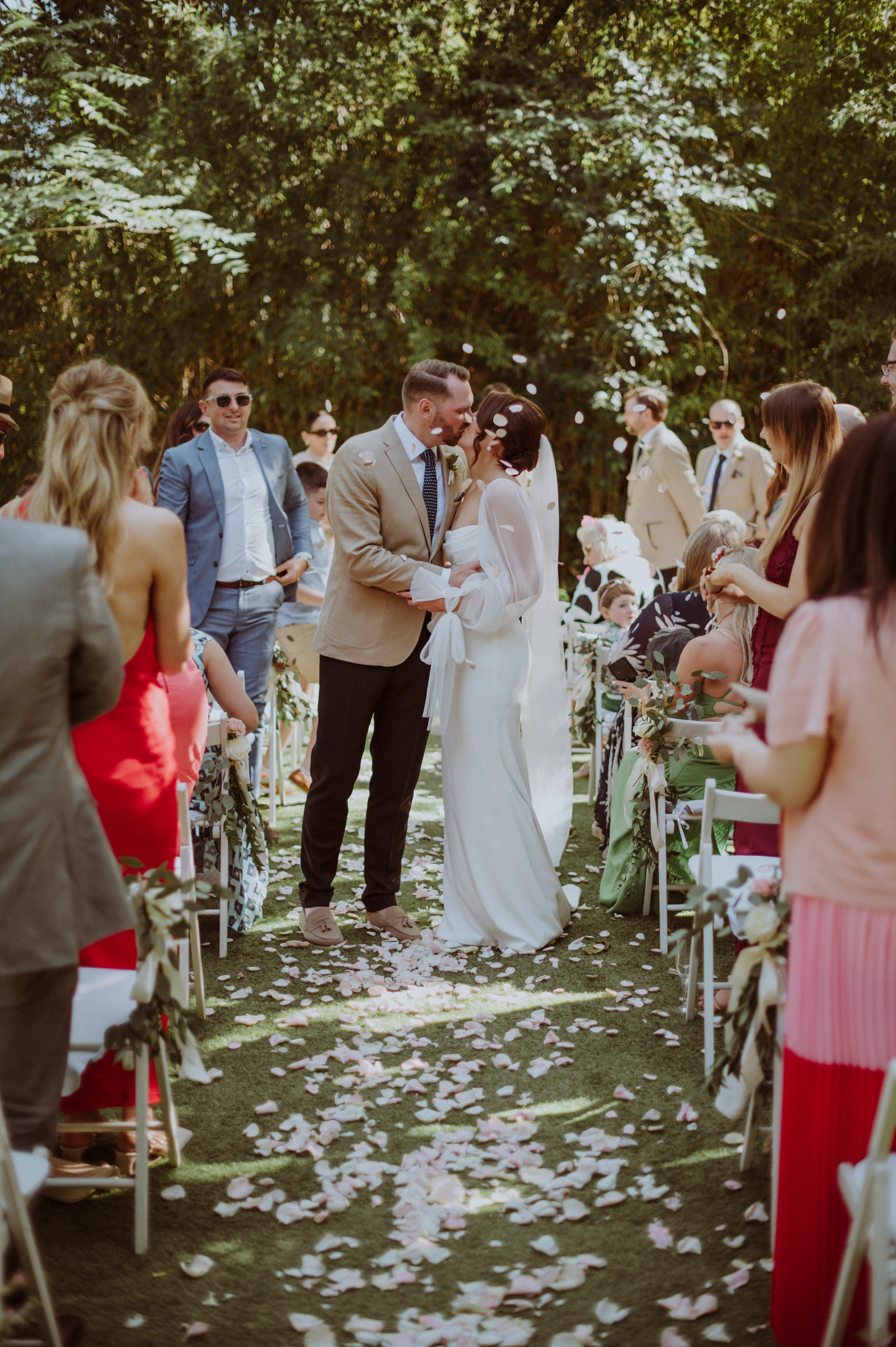 Fiona and James during their wedding ceremony in Sitges