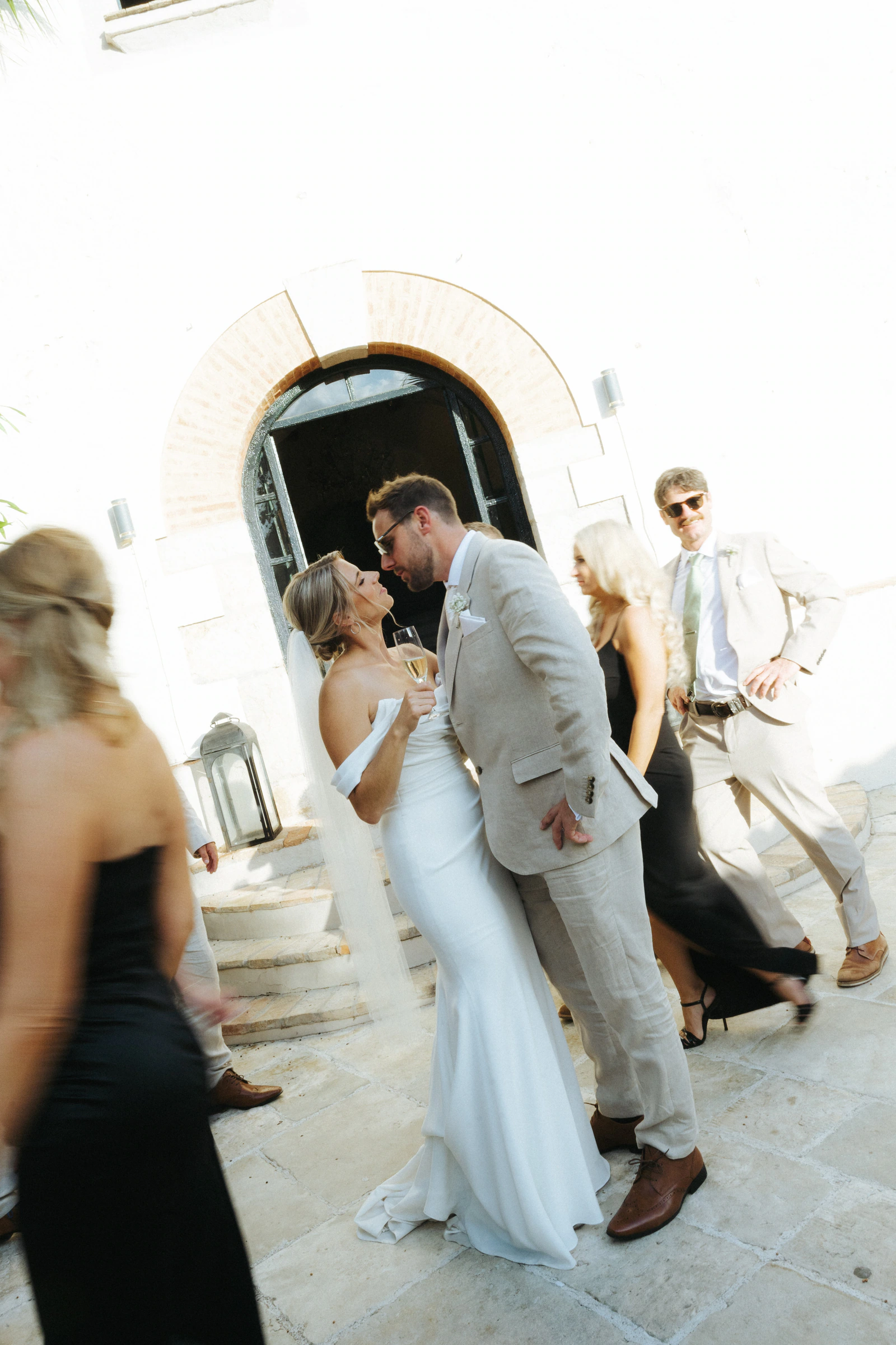 Lauren and Tom together during their destination wedding in Sitges