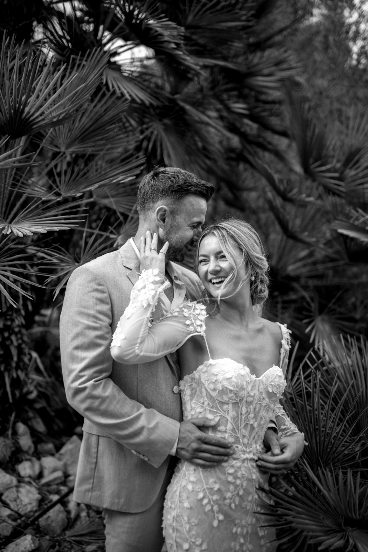 Samantha and Barry celebrating during their finca wedding in Sitges